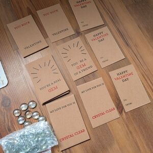 New 24 Pcs Valentine's Day  Cards With Clear Gems